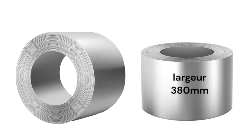 Bobine aluminium pour fabrication de gouttières et habillages en façade – Largeur 300 à 380 mm